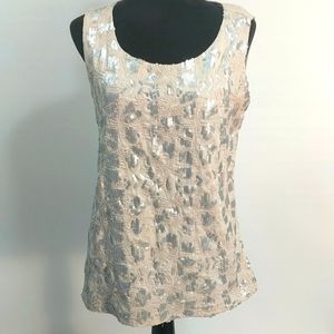 COPY - Coldwater Creek Sequined Sleeveless Beige Top Size M